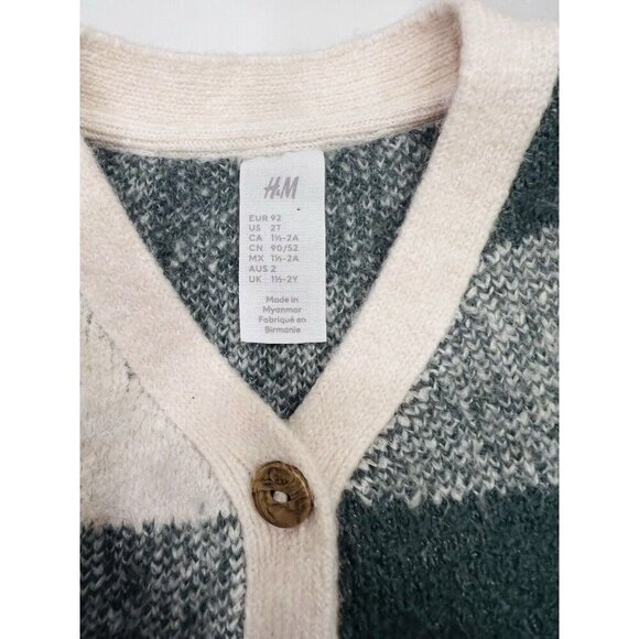 H&M Toddler Boy Set Knit Button Cardigan Lined Green Curdoroy Pants Size 2T - Picture 4 of 11